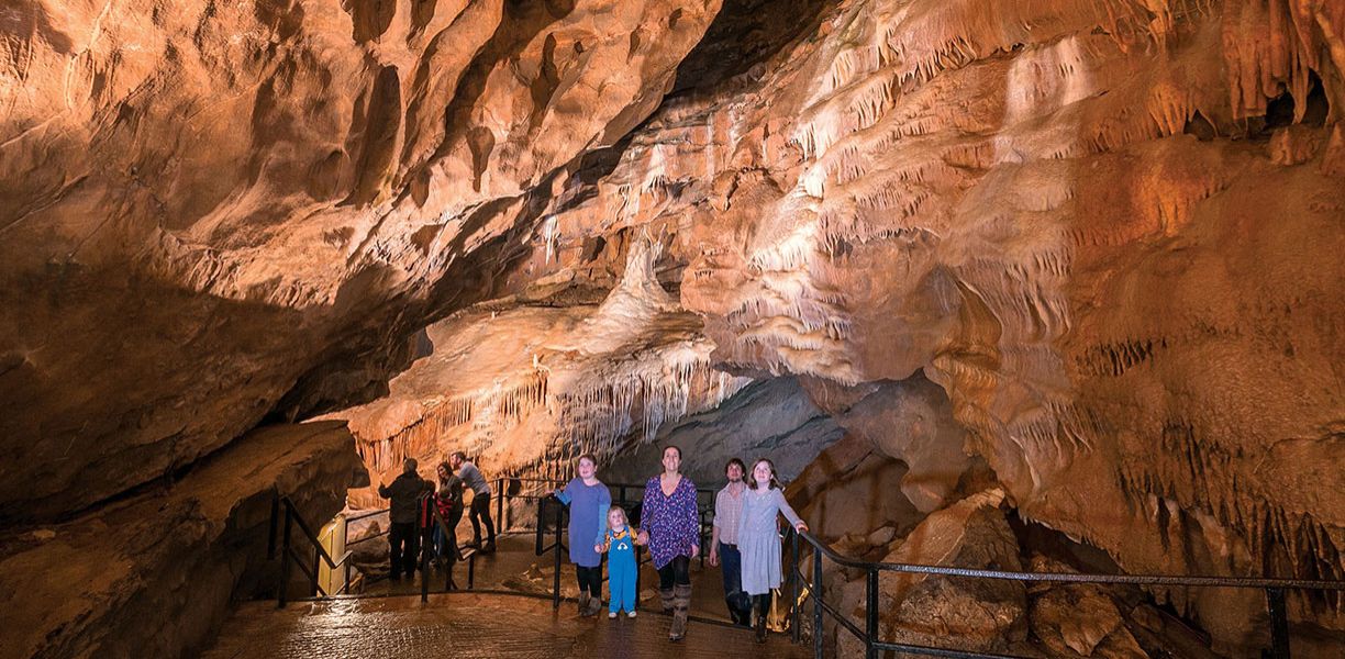 inside the caves at Cheddar Gorge